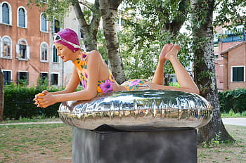 woman, badenixe, bathing cap, vintage, swimming ring, sport, holidays, holiday, female, plastic, swimmer