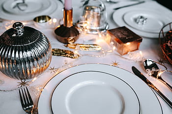 クリスマステーブルデコレーション、 クリスマス、 テーブル、 装飾、 テーブルセット、 ピンク、 休日、 グラマー、 プレート、 銀器、 食器類