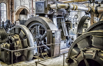 macchine industriali nere, luogo perduto, generatori, turbine, produzione di energia, energia, centrale elettrica, attuale, elettricità, produzione di elettricità