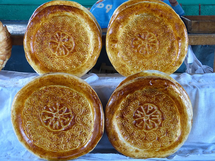 Flat Bread, Food, Stamp, bread, bread stamp, uzbekistan, eat, bake, baked, clay oven, delicious