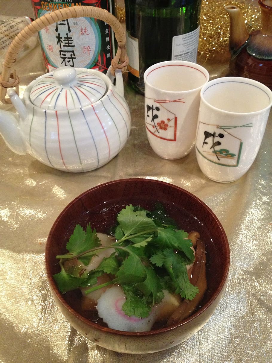 ozoni, japonská polévka, tradiční, vaření, japonský, mochi, nový rok, shogatsu