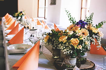 nozze, cena, tavolo, vario, ristorante, decorazione, banchetto, argenteria, piatto, tovagliolo, cenare