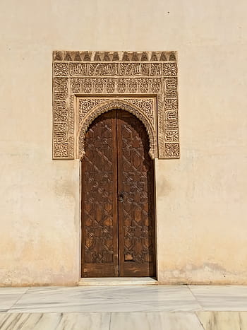 hnědé dřevěné dveře, granada, alhambra, generalife, venkovský, malebné, slavný, mezník, muslimský, islám, andalusie
