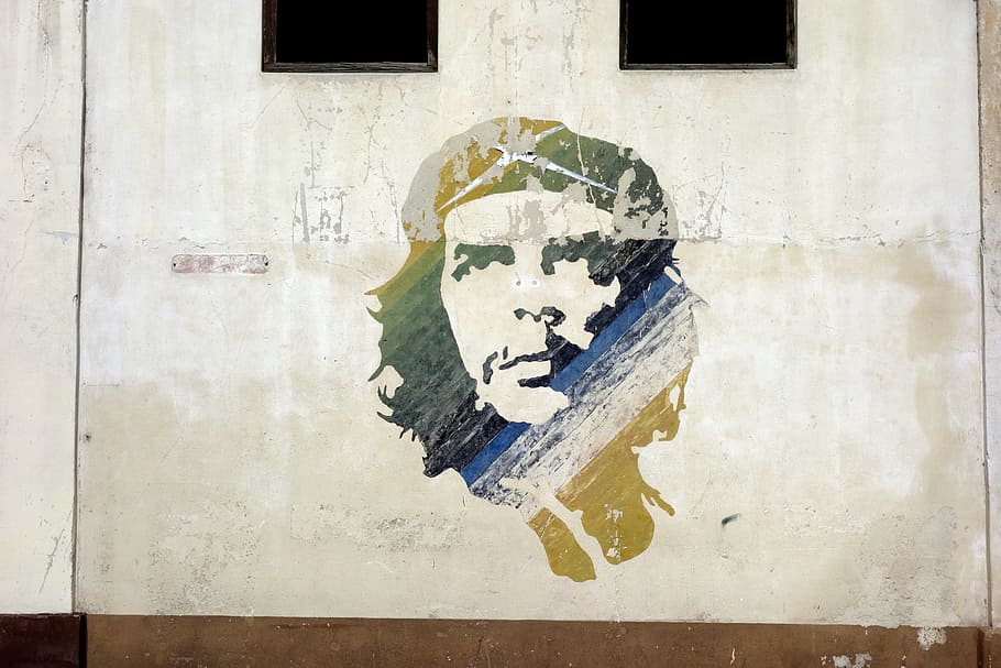 muž malování, zeď, kuba, che, guevara, partyzán, prát se, bojovník, voják, Havana, povstání