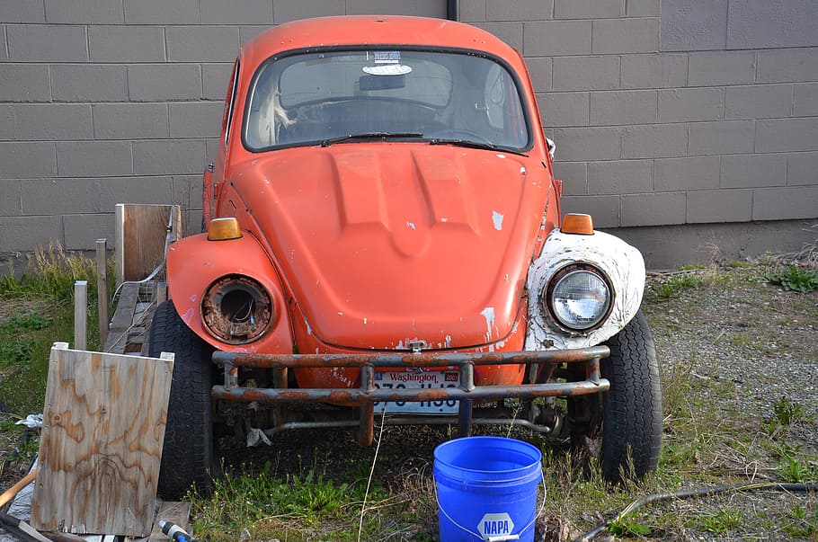 vw, auto, oranžový, vin, vinobraní, přeprava, klasický, antický, retro, brouk, cestovat