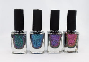 čtyři, různé barvy glitter nehty laky, lak na nehty, kosmetika, kosmetický výrobek, móda, půvab, manikúra, osobní příslušenství, makeup, smalt