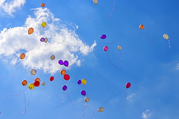ballon, narozeniny, balóny, létající, vzduch, nebe, zábava, barva, balon, legrační, děti