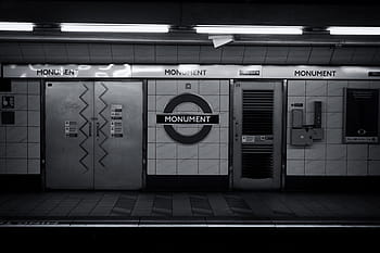 fekete, fehér, lövés, London, föld alatt, fekete és fehér, emlékmű csőállomás, london földalatti, városi, metró, szöveg