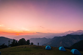 dusk landscape, sky, Dusk, landscape, Chopta, India, photos, landscapes, public domain, sunset, nature