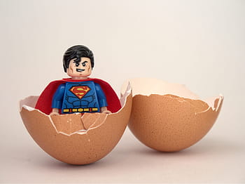 super, man mini figure, brown, organic, egg, LEGO, Super Man, mini, figure, superman, hatch
