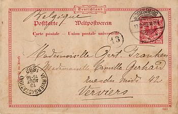 hnědý papír, pohlednice, nostalgie, starý, razítko, Německo, písmo, 1899, zanechat, opustit, text, minulost