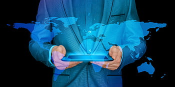 homme d'affaire, l'Internet, continents, tablette, monde, à l'échelle mondiale, lien, international, réseau, affaires, entreprise