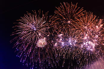 pyrotechnika, Černá, barvitý, ohňostroj, Černá noc, noční obloha, 2018, 4.července, abstraktní, Pozadí, bokeh