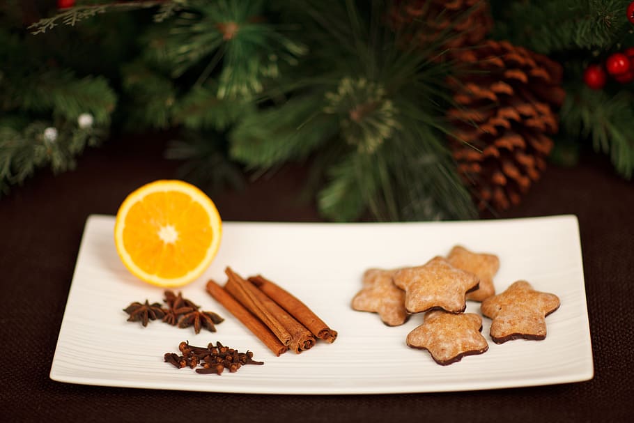 cinnamon, stick, sliced, orange, advent, christmas, decoration, festive, spices, clove, food