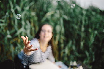 diversión, pompas de jabón, naturaleza, niña, verano, mujer, vacaciones, burbujas, feliz, mujeres, al aire libre