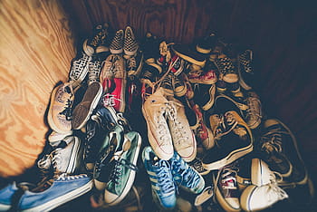 roztříděný, nízké tenisky, box, nízký, horní, tenisky, hodně, uvnitř, skříň, obuv, sklíčidla