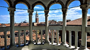 Venezia, visualizzazioni, Italia, architettura, balcone, edifici, palazzo, piastrella, pittorescamente, tetti, città