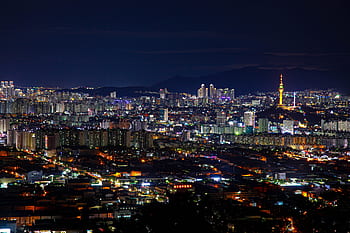 เกาหลี, Daegu, ภูมิประเทศ, videw กลางคืน, สาธารณรัฐเกาหลี, ในเบื้องหน้า, ทิวทัศน์ยามค่ำคืน
