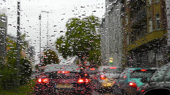 okna vozidla, pokryté, kapky vody, déšť, dešťová kapka, provoz, řídit, mokré, zadní světlo, džem, auto