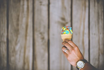 person, holding, ice cream, brown, wall, ice, cream, guy, man, male, people