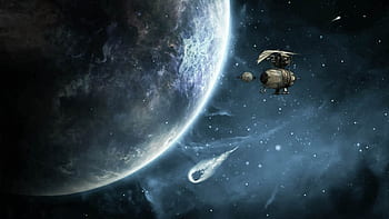 fantazie, prostor, kosmos, galaxie, astronomie, kosmická loď, kometa, vesmírné cestování