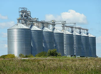 šedá, průmyslový, sila rostlina, sil, skladování obilí, zemědělství
