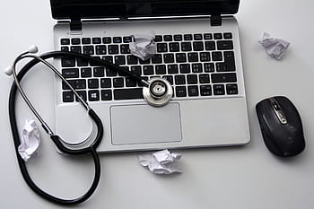 black, gray, laptop computer, wireless, computer mouse, laptop, mouse, stethoscope, notebook, keyboard, computer