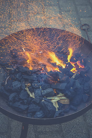 coals, fire pit, burning, charcoal, still, items, things, grill, flames, fire, charred