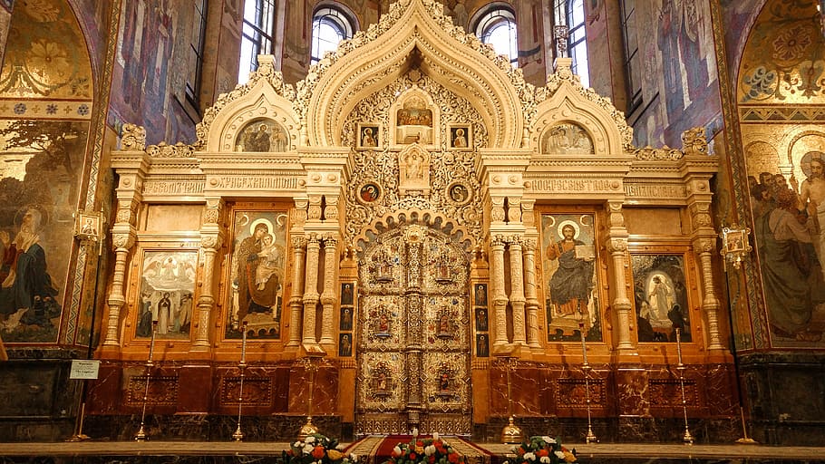 vista altare cattedrale, Russia, Cattedrale, icone, iconostasi, ortodosso