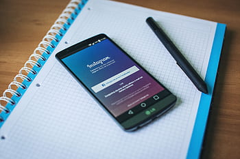 instagram, social media, android, mobile, smartphone, cell phone, business, office, desk, work, pen
