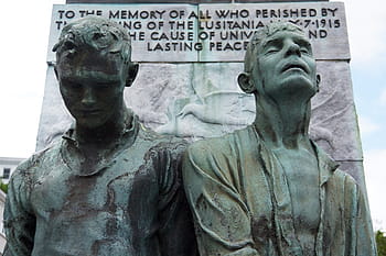sochařství, socha, památník, lusitania, potopení, 1915, cobh, korek, Irsko