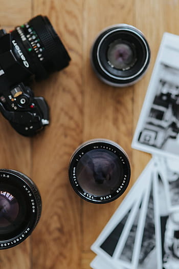 kamera zenit, hitam-putih, foto, kayu, meja, Tua, Zenit, kamera Canon, meja kayu, vintage, kamera