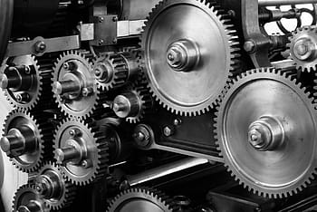 metal cog gears, gears, cogs, machine, machinery, mechanical, printing press, gears and cogs, technology, industry, industrial