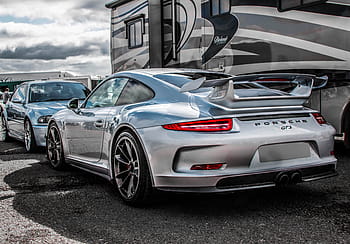 シルバー、 ポルシェ、 GT3、 RS、 クーペ、 911、 車、 自動車、 モーター、 ショー、 輸送