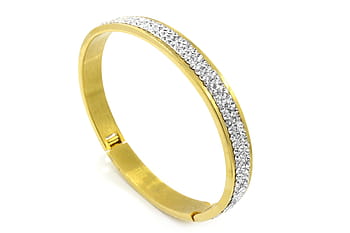 berwarna emas, bening, batu permata cluster bangle, emas, berlian, bertatahkan, cincin keabadian, tahan karat, latar belakang, putih, gelang