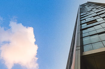 glass skyscraper building, Glass, Skyscraper, Building, Clouds, architecture, window, glass - Material, office Building, modern, built Structure