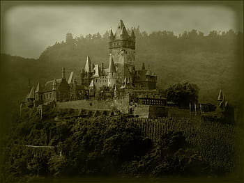 grayscale photo, castle, grayscale, architecture, wall, towers, fortress, middle ages, imposing, places of interest, tower
