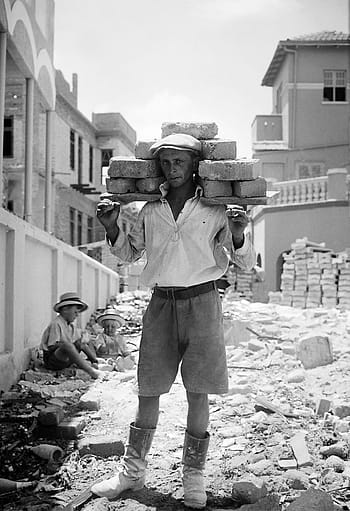 Builder, Tel Aviv, Israel, construction worker, photos, public domain, vintage, people, outdoors, black And White, developing Countries