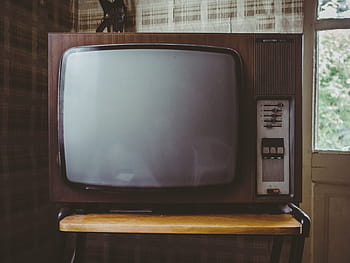 vintage, brown, gray, crt tv, tv, television, oldschool