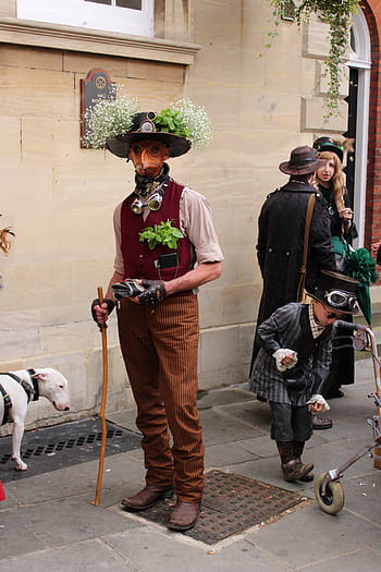 osoba, nošení, hnědý, morová maska, parní punk, steampunk, pára, punk, fantazie, styl, průmyslový