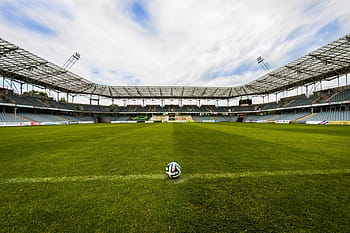 fotbalové hřiště, míč, prázdný, míček, stadionu, Fotbal, hřiště, tráva, hra, sport, zápas
