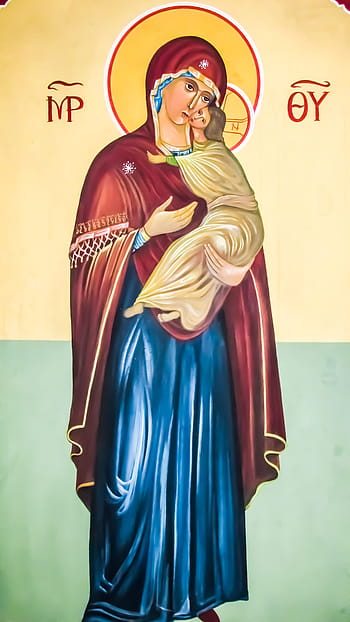 panagia, Vergine Maria, iconografia, Chiesa, ortodosso, cristianesimo, religione, Cipro, Avgorou, ayios kyriakos, solo una donna