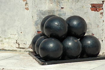 Bolas de canhão, histórico, militar, batalha, velho, defesa, pistola, arma, antiga, ferro, bala de canhão