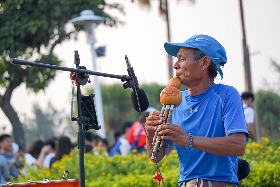 cucurbit flute, flute, musician, show, music show, play, grandpa, senior, performer, asian, chinese