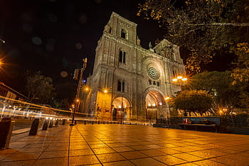 katedrála cuenca, noc, povodí noci, Ekvádor, osvětlení, architektura, katedrála