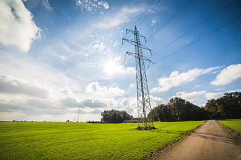 elektrické stožáry elektrického vedení, silnice, elektrické vedení, elektrické stožáry, mraky, eco, ekologie, elektrický, elektřina, energetika, energie
