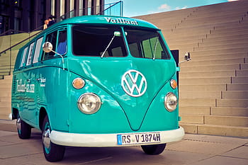 teal volkswagen samba van, vw, autobus, t1, volkswagen, vw bus, starý, auto, vozidlo, oldtimer, vw bulli