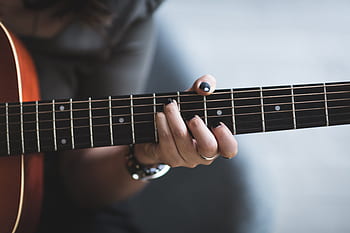 people, woman, hand, manicure, watch, ring, guitar, strings, chords, musical, instrument