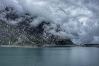 山、 水、 雲、 高原、 曇り、 風景、 自然、 海、 湖、 雲-空、 屋外