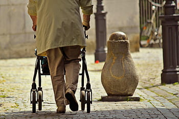 man, walking, stroller, human, seniors, old woman, lame, seniorin, walker, rollator, pensioner